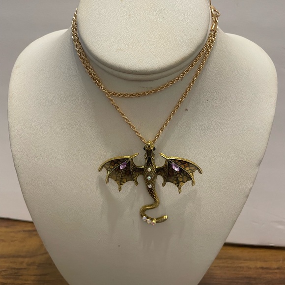 Gold Dragon Pendant Necklace - Picture 3 of 6